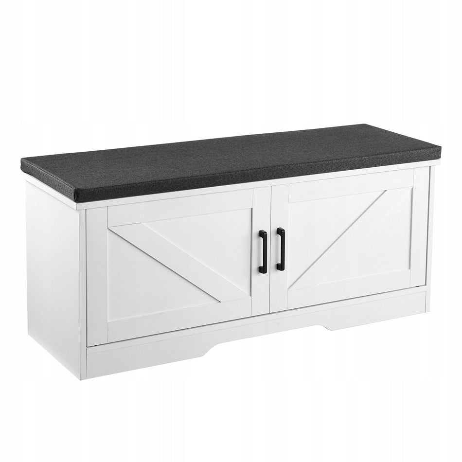 ŁAWKA Z PÓŁKĄ NA BUTY VEVOR 1000X355X460 MM BIAŁO-CZARNA SOLIDNA DO
