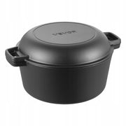 VEVOR ŻELIWNY GARNEK 2 W 1 Z POKRYWKĄ PATELNIĄ 4.73L SOLIDNY PRE-SEASONED