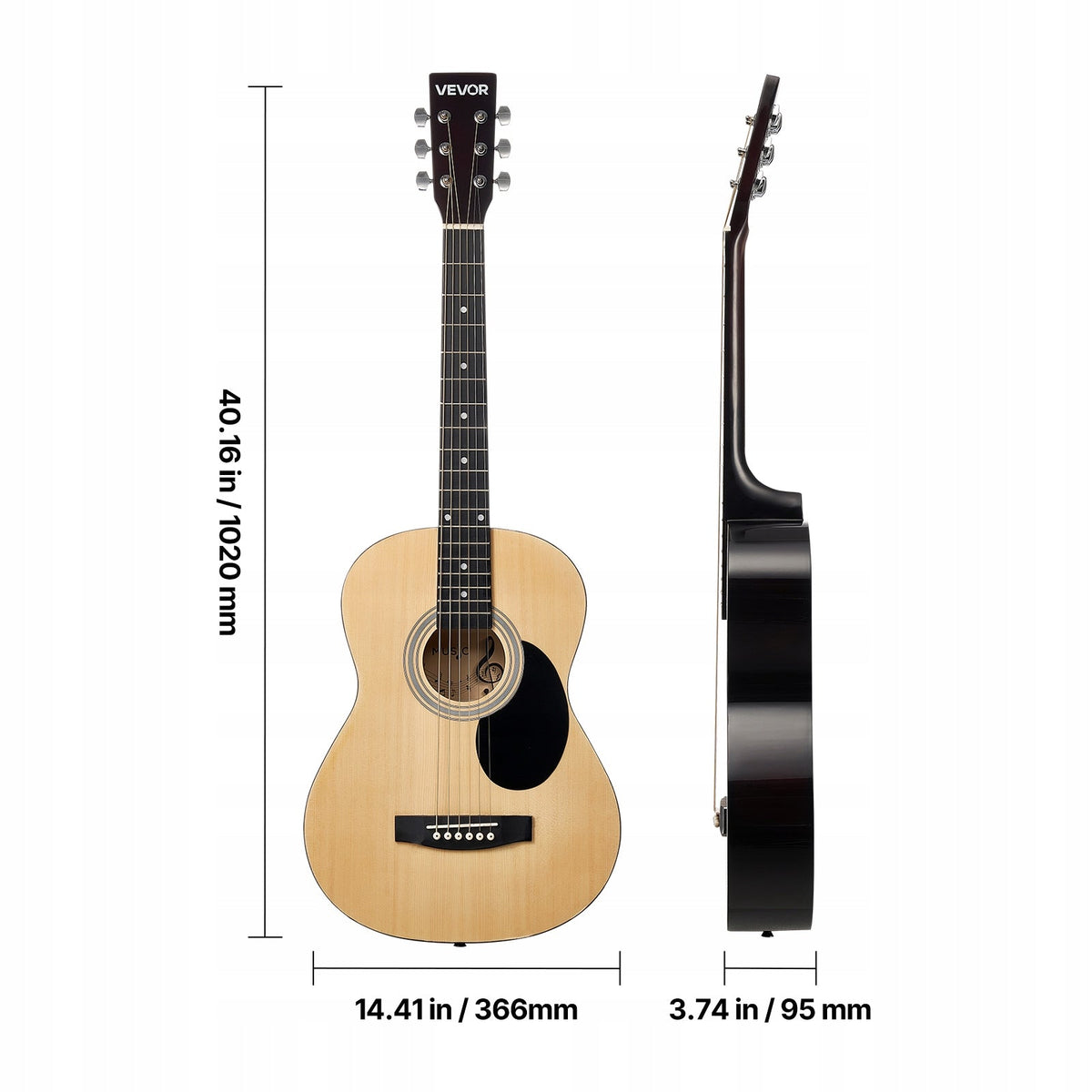 VEVOR GITARA AKUSTYCZNA DREADNOUGHT 39 CALI ZESTAW DLA POCZĄTKUJĄCYCH