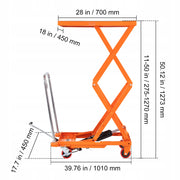 PROFESJONALNY WÓZEK PALETOWY HYDRAULICZNY VEVOR TFD15 150KG 127CM 4 KOŁA