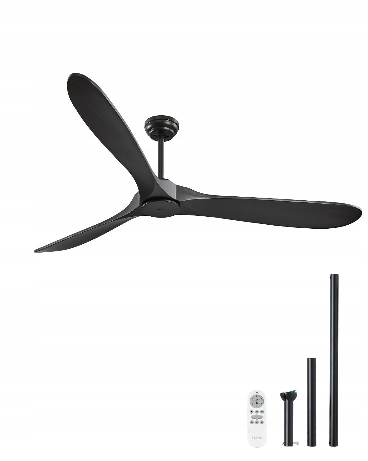 WENTYLATOR SUFITOWY VEVOR 180 CM 3 ŁOPATKI LITE DREWNO 6-BIEGOWY PILOT