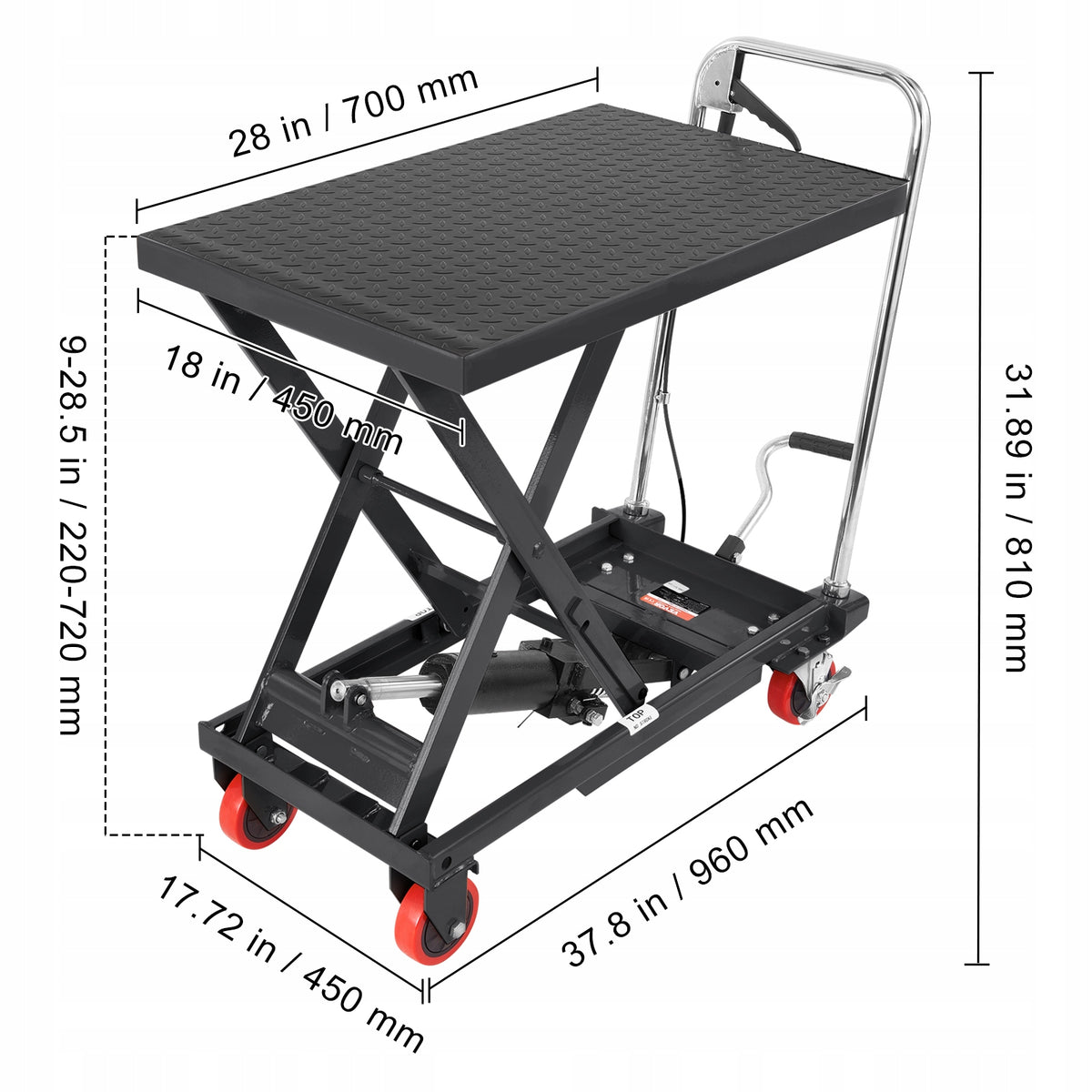 PODNOŚNIK NOŻYCOWY HYDRAULICZNY VEVOR 230KG MOCNY WÓZEK PODNOŚNIKOWY