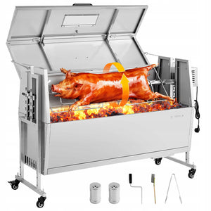 PROFESJONALNY GRILL ROŻENOWY VEVOR 38W 60KG STAL NIERDZEWNA 46 CALI WÓZKI