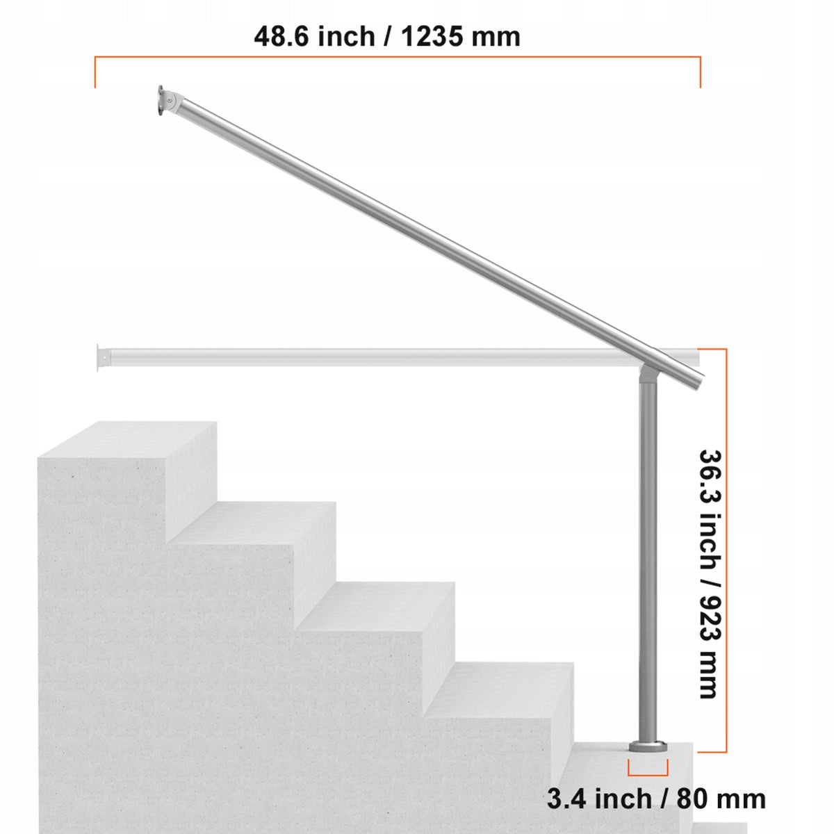 PORĘCZE SCHODOWE ZEWNĘTRZNE VEVOR 120CM MOCNE REGULOWANE NAJLEPSZE