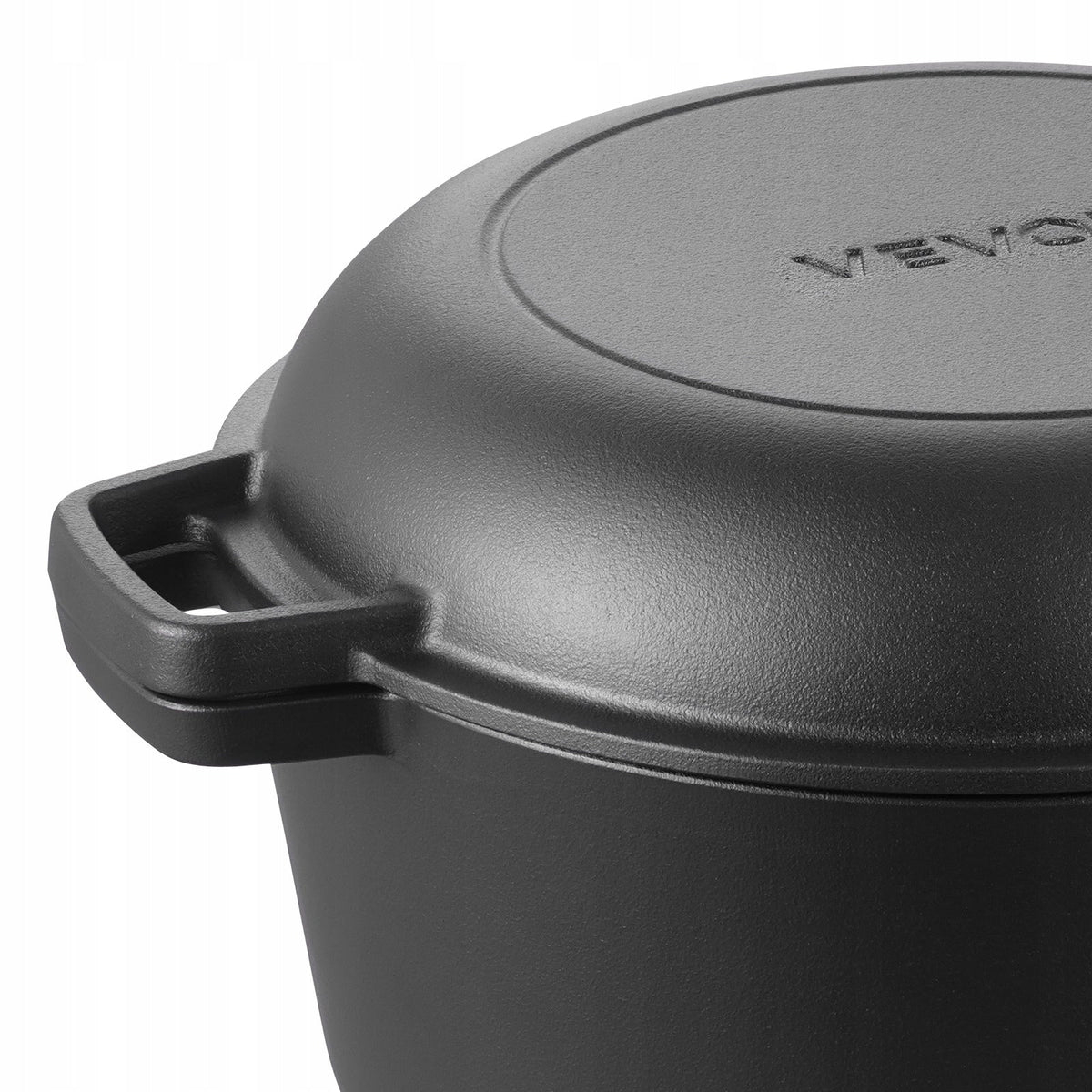 VEVOR ŻELIWNY GARNEK 2 W 1 Z POKRYWKĄ PATELNIĄ 4.73L SOLIDNY PRE-SEASONED