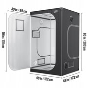 VEVOR GROW BOX 122X122X203 CM MOCNA STALOWA RAMA 22 MM PREMIUM NAMIOT DO