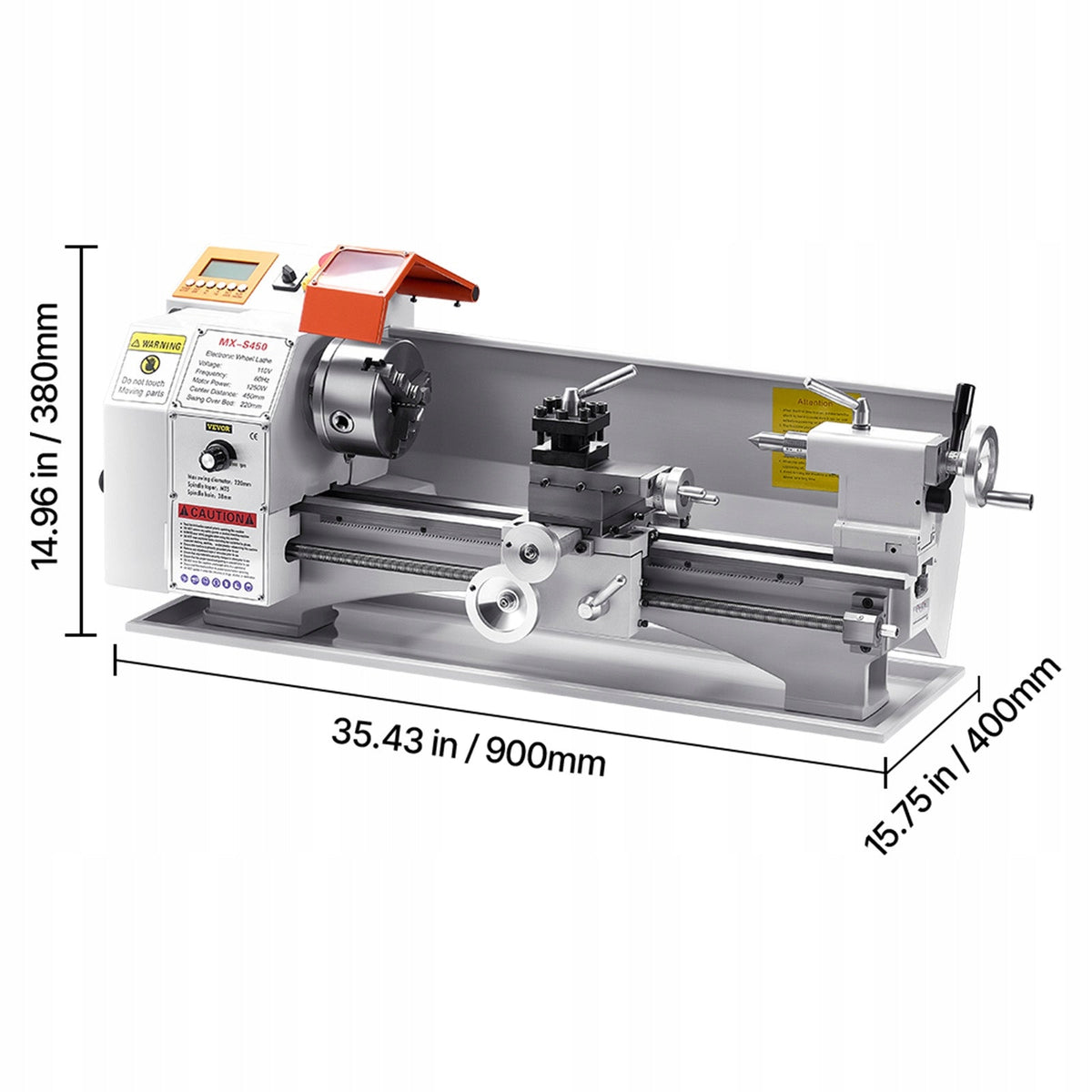 VEVOR TOKARKA DO METALU 220X450 MM STOŁOWA Z AUTOMATYCZNYM POSUWEM 1250W