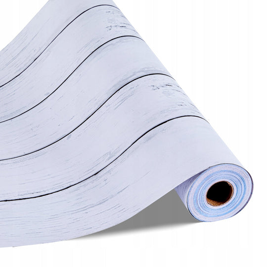 TAPETA SAMOPRZYLEPNA VEVOR 45CM X 15M PVC BIAŁA STRUKTURA DREWNA MOCNA