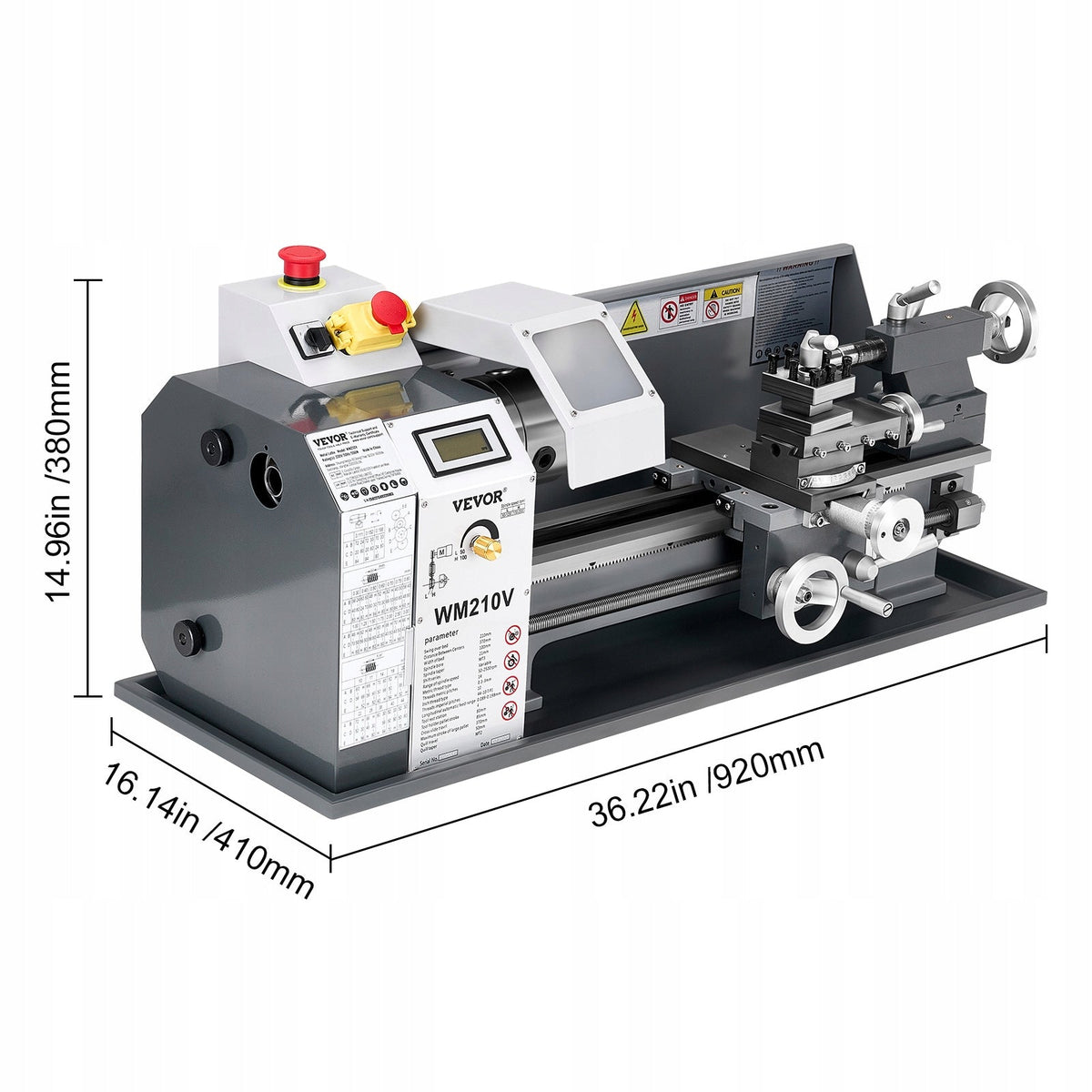 VEVOR TOKARKA DO METALU 21X37CM 550W ZMIENNA PRĘDKOŚĆ 0-2500 OBR MIN