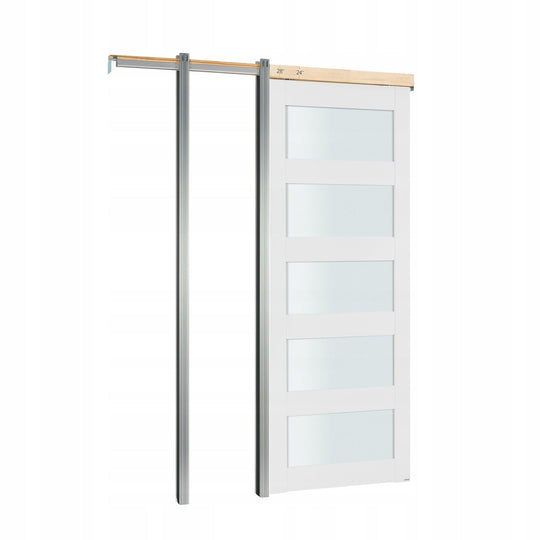 DRZWI PRZESUWNE VEVOR 915X2035 MM BIAŁE 5-CZĘŚCIOWE ZESTAW MONTAŻOWY