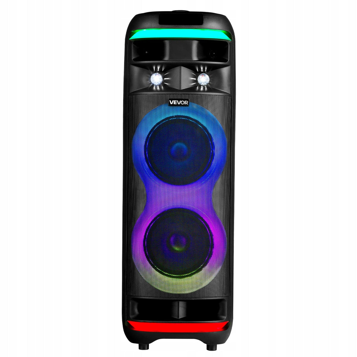 GŁOŚNIK PRZENOŚNY BLUETOOTH VEVOR 80W 20CM Z 2 MIKROFONAMI LED TWS 5.1