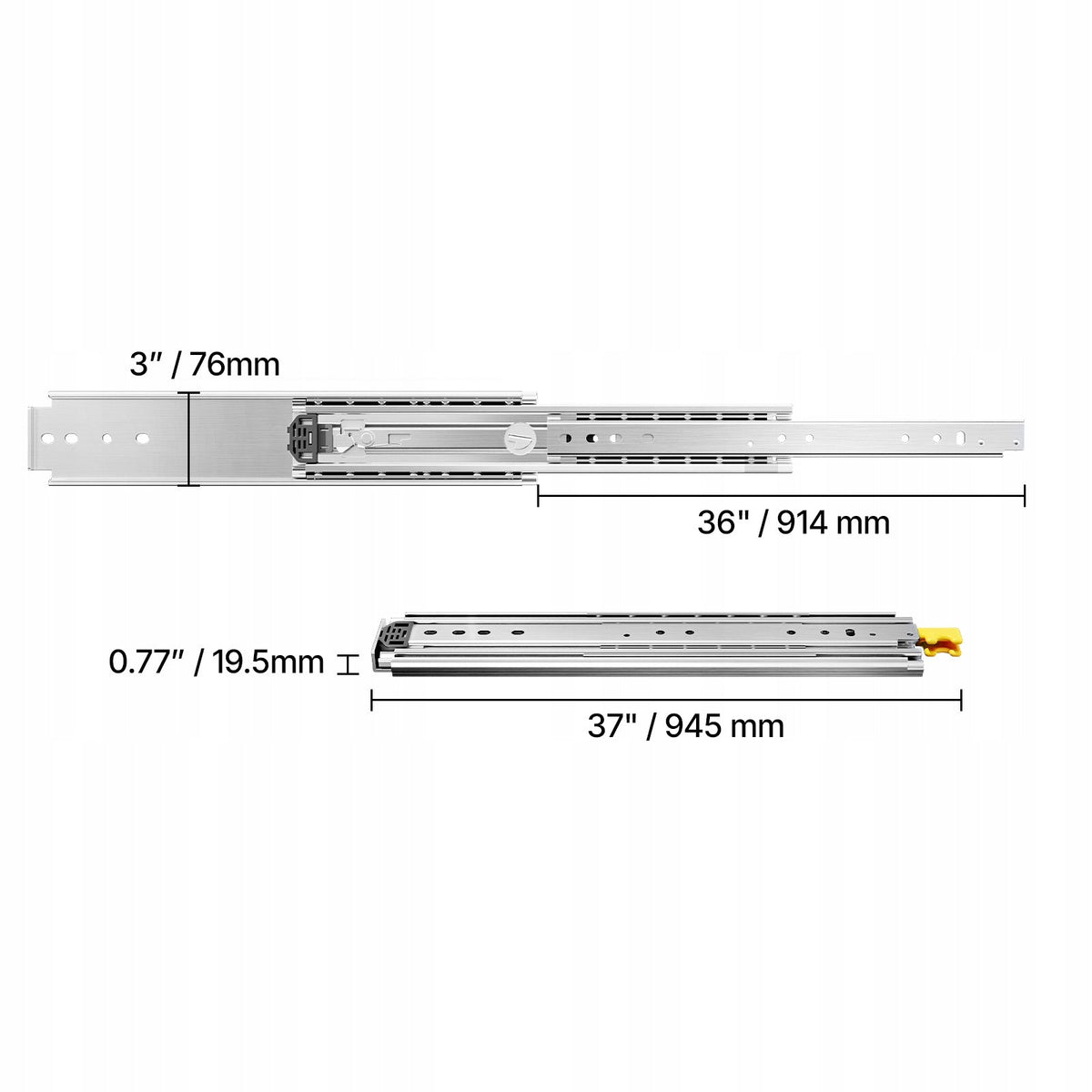 VEVOR PROFESJONALNE PROWADNICE DO SZUFLAD 914 MM UDŹWIG 226 KG PEŁNY WYSUW