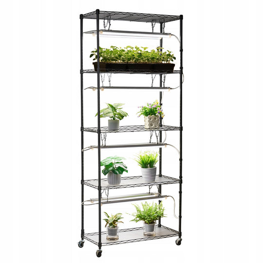 VEVOR MOCNY STOJAK NA ROŚLINY 6 POZIOMÓW Z LAMPAMI LED 192W 180CM
