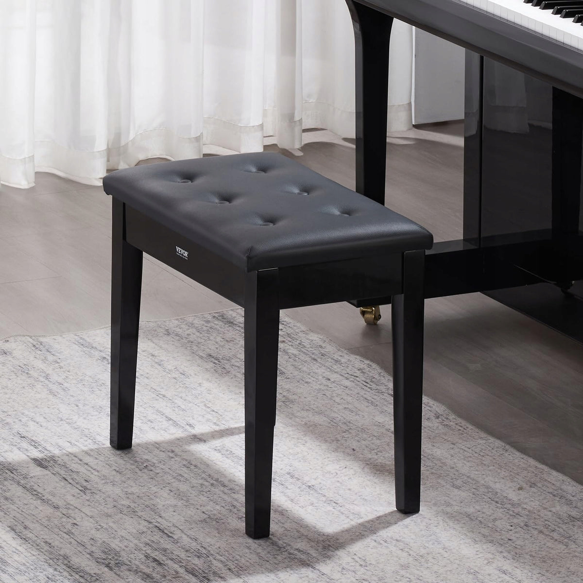 VEVOR STOŁEK DO FORTEPIANU Z SCHOWKIEM REGULOWANY ŁAWKA MOCNA 560X350X485MM