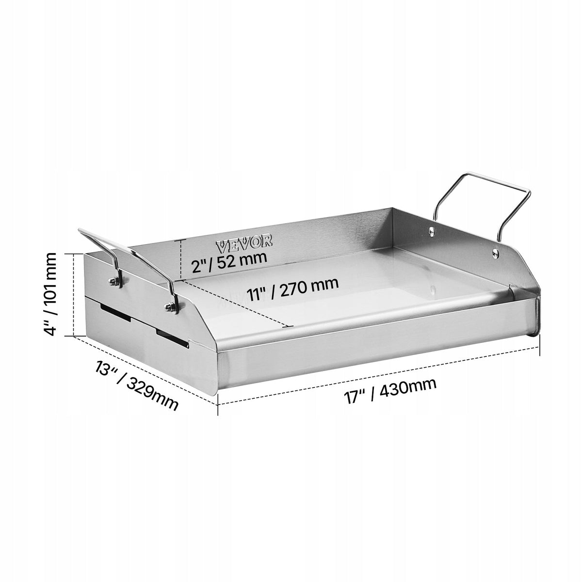 PŁYTA GRILLOWA VEVOR ZE STALI NIERDZEWNEJ 425X270MM SOLIDNA UNIWERSALNA