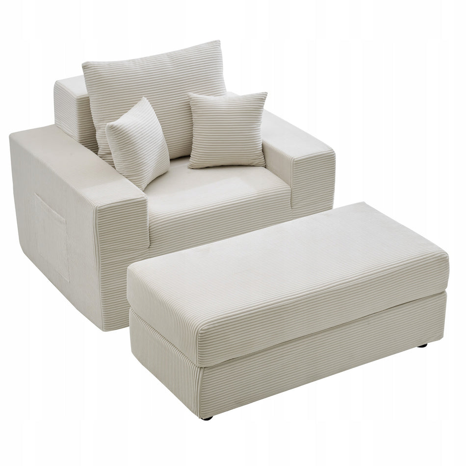 VEVOR LEŻANKA 1115 MM PREMIUM MODUŁOWA SOFA DO SALONU DUŻY FOTEL BEŻOWY