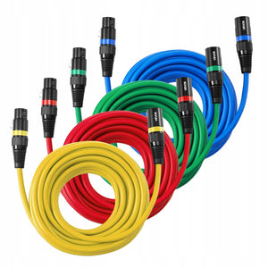 VEVOR KABEL XLR 7.62 M 4 SZT SYMETRYCZNE MIKROFONOWE KABLE MOCNE ZŁOCONE