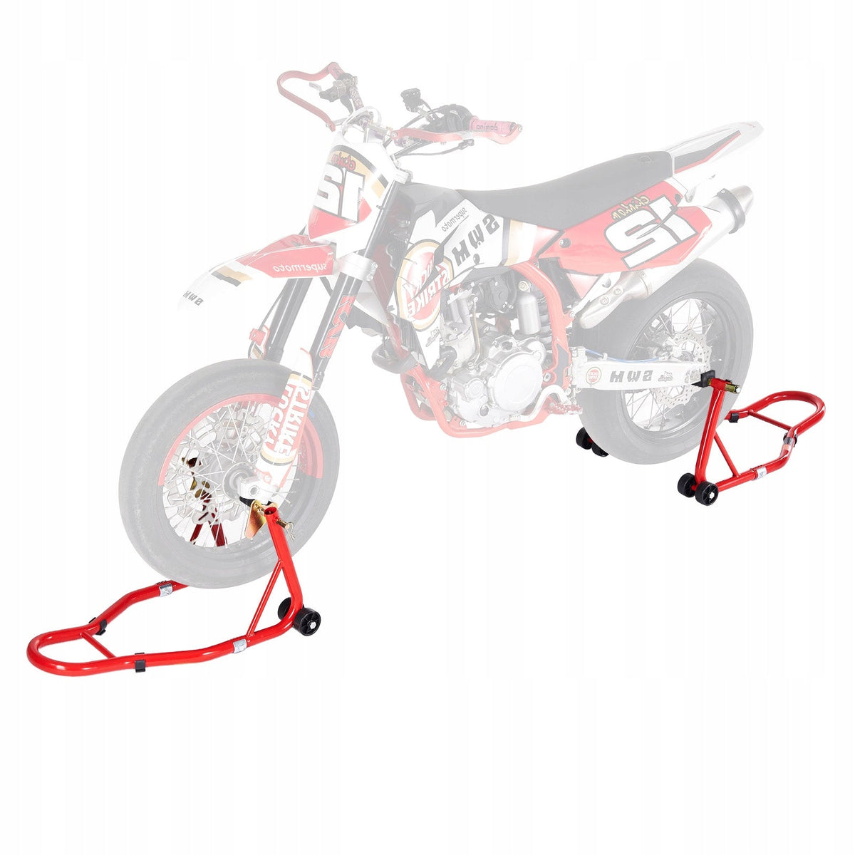 PODNOŚNIK MOTOCYKLOWY VEVOR 385 KG PODWÓJNY PRZEDNI I TYLNY STABILNY MOCNY