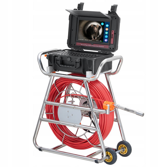 Kamera do inspekcji rur VEVOR, przewód 100 m, ekran dotykowy 10,1 cala