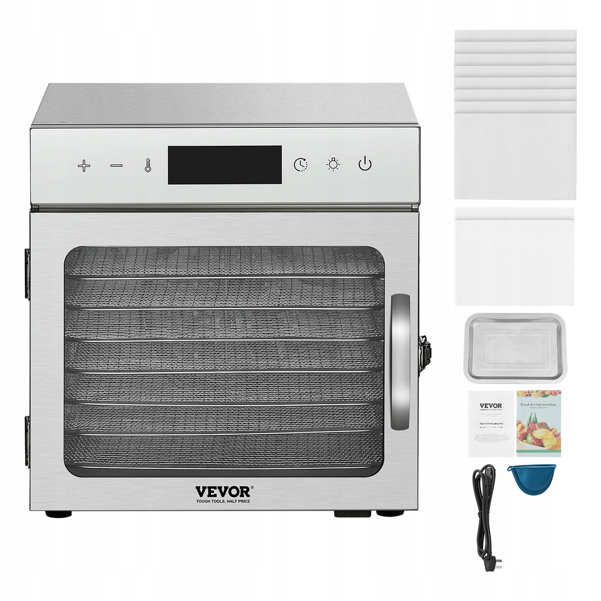 SUSZARKA DO ŻYWNOŚCI VEVOR 8 TAC STAL NIERDZEWNA 400W ELEKTRYCZNA TIMER