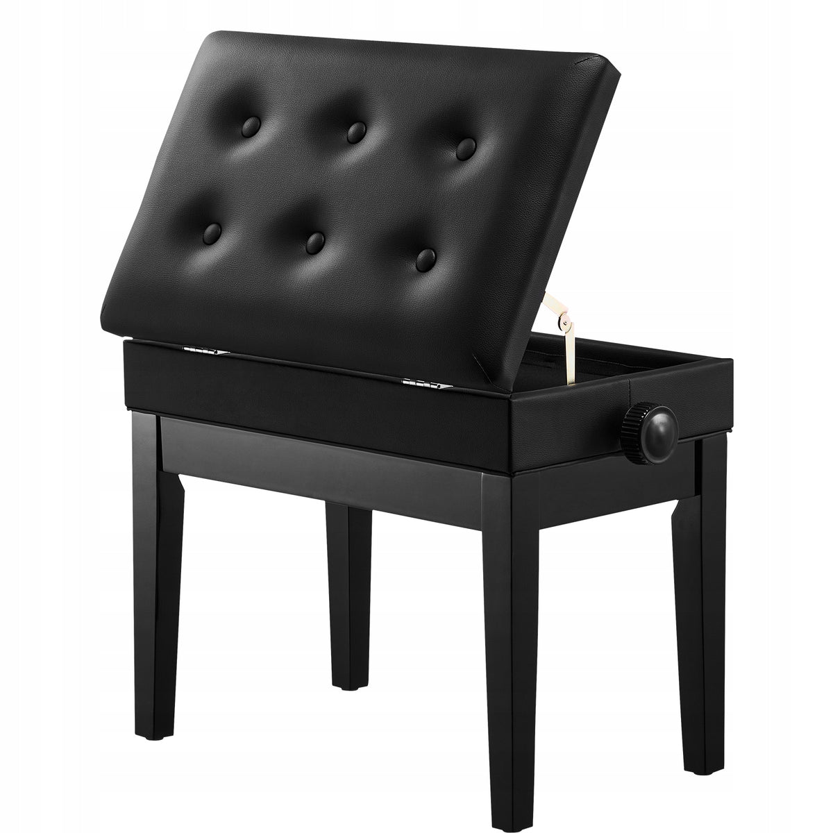 VEVOR REGULOWANA ŁAWKA DO PIANINA Z SCHOWKIEM I PODUSZKĄ 56X34X49 CM