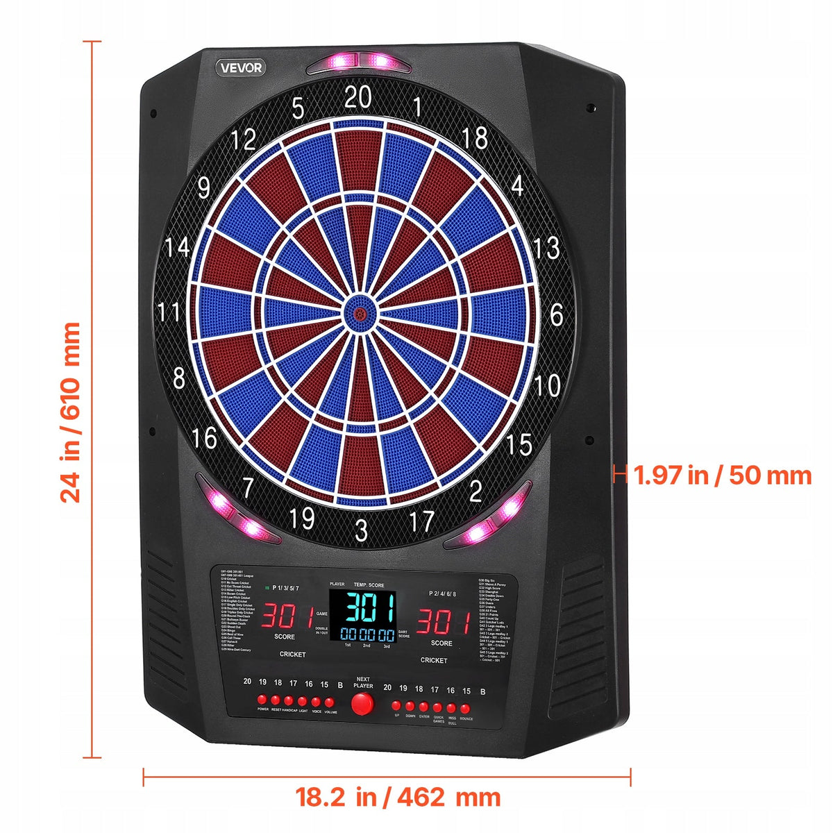 VEVOR ELEKTRONICZNA TARCZA DO DARTA 342.9MM 45 GRAMÓW LED 45 GIER