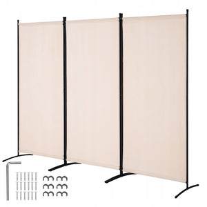 VEVOR ŚCIANA DZIAŁOWA 3-PANELOWA SKŁADANA MOCNA RAMA BEŻOWA 260X184X52CM