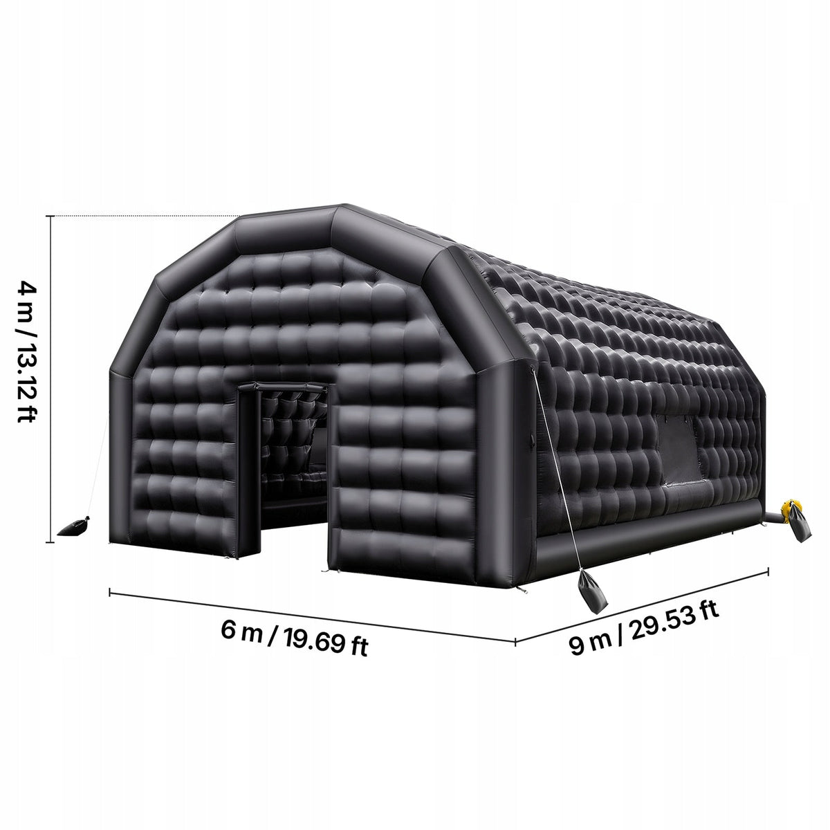 NADMUCHIWANY NAMIOT IMPREZOWY VEVOR 9X6X4M CZARNY 1100W DUŻY I TRWAŁY