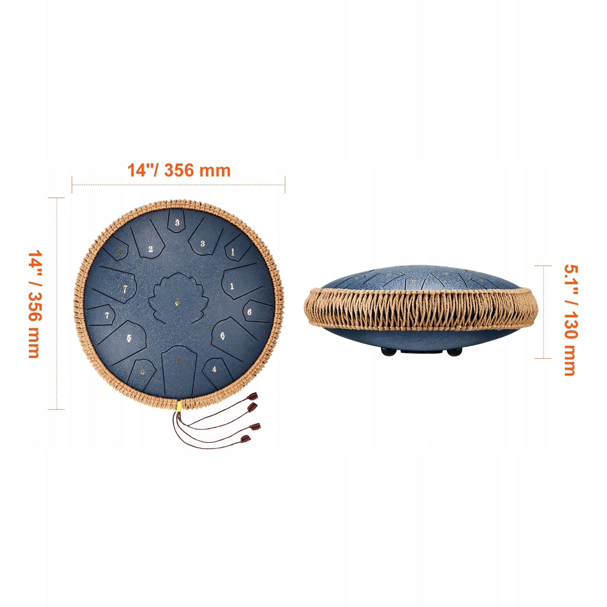 VEVOR STALOWY BĘBEN JĘZYKOWY 356MM 15 NUT C MAJOR Z MŁOTKAMI I TORBĄ