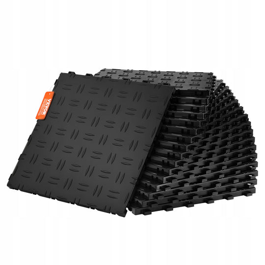ZESTAW AKCESORIÓW DO PODŁÓG GARAŻOWYCH VEVOR 25 SZT 305X305X13 4MM CZARNY