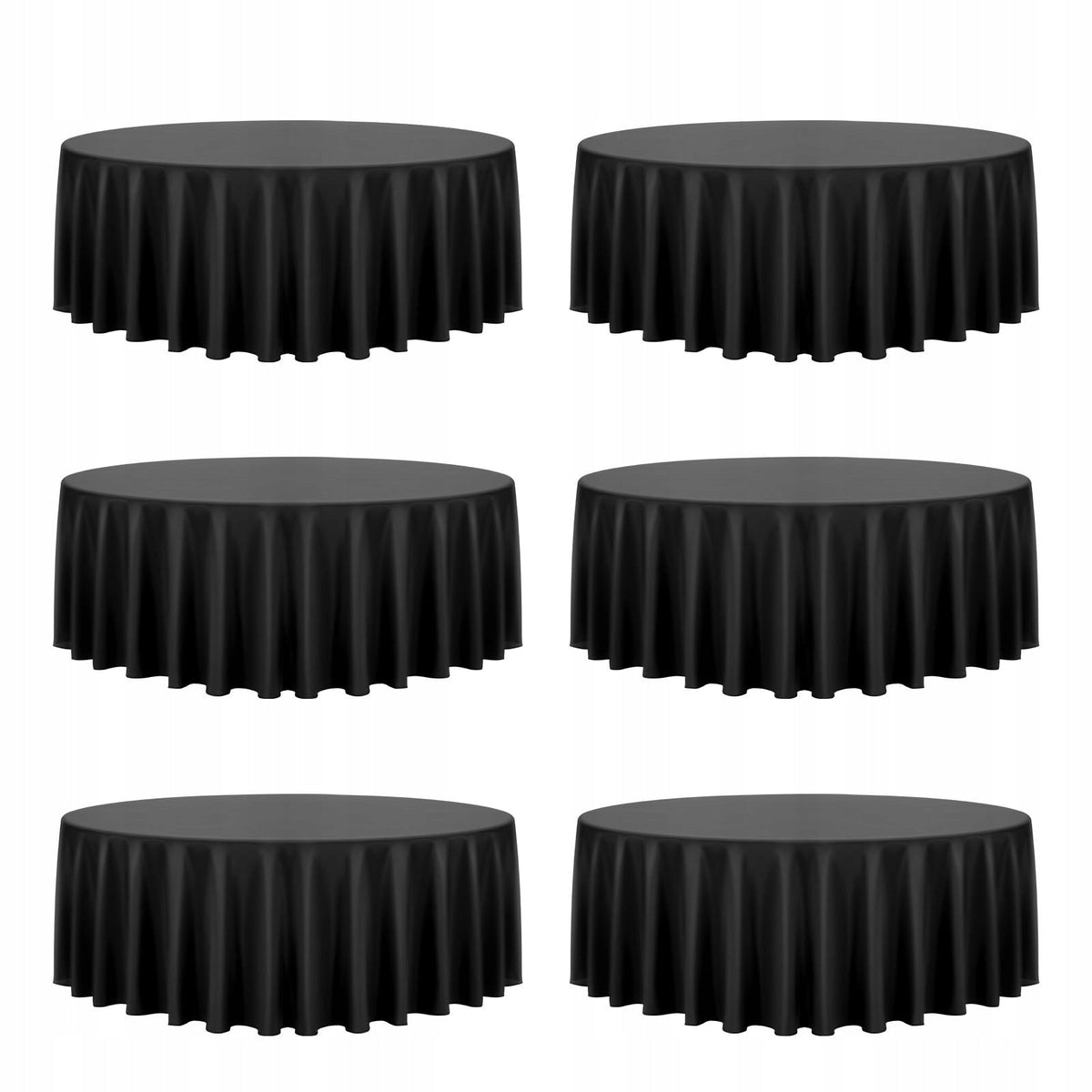 VEVOR 6 X OKRĄGŁE OBRUSY 3048 MM CZARNE POLIESTROWE NIEGNIECĄCE SIĘ ZESTAW