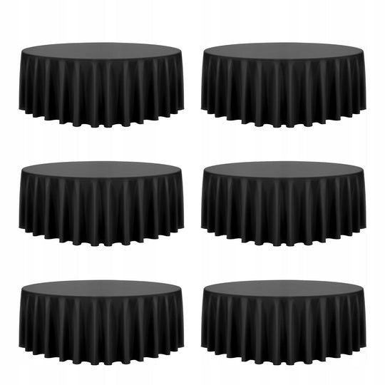 VEVOR 6 X OKRĄGŁE OBRUSY 3048 MM CZARNE POLIESTROWE NIEGNIECĄCE SIĘ ZESTAW