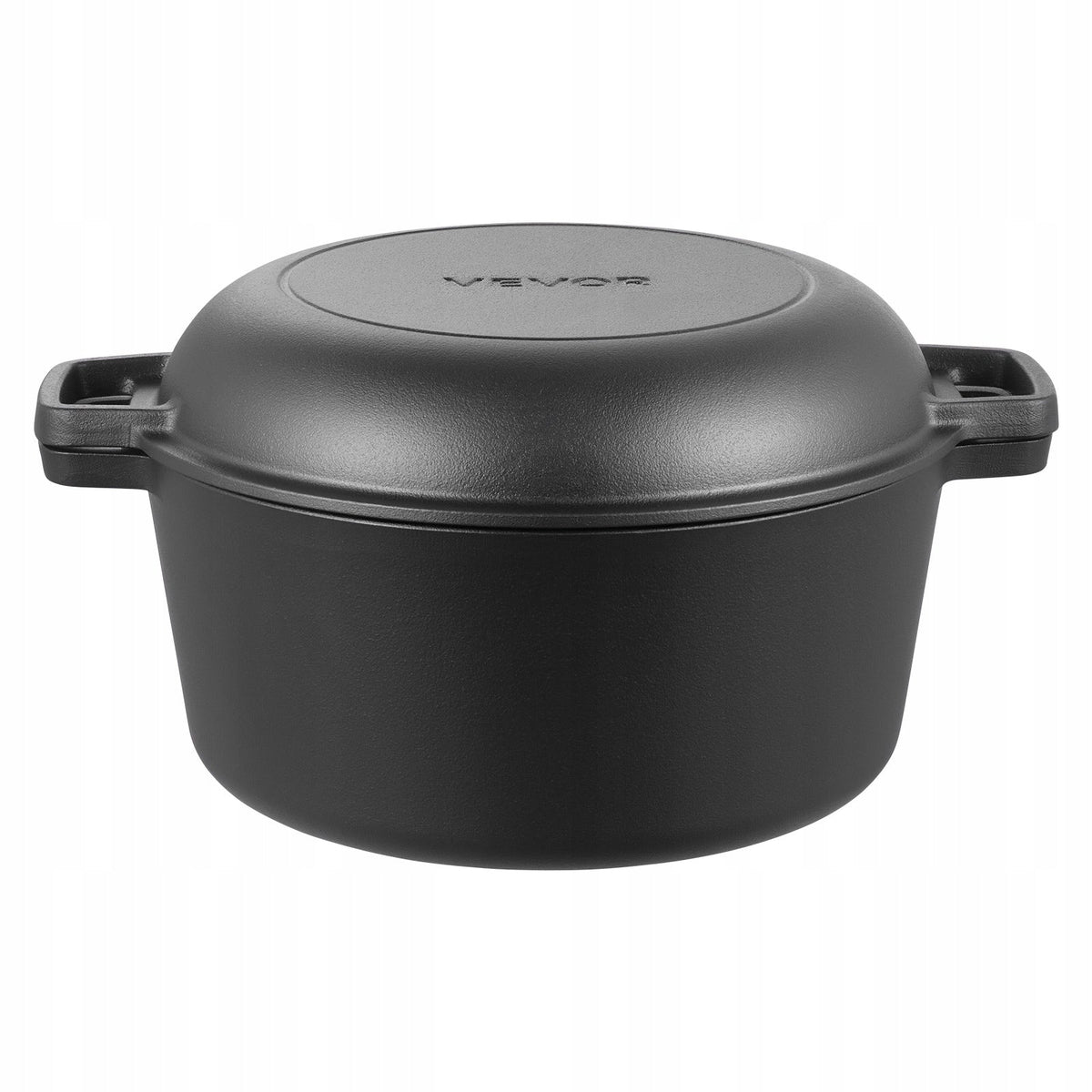 VEVOR ŻELIWNY GARNEK 2 W 1 Z POKRYWKĄ PATELNIĄ 4.73L SOLIDNY PRE-SEASONED