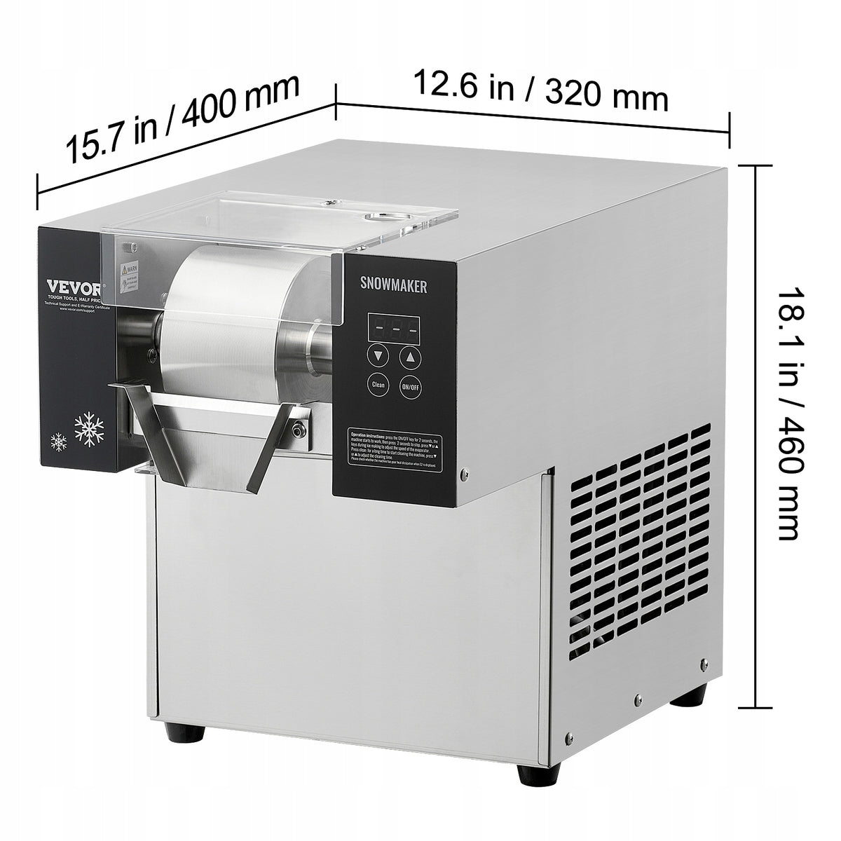 VEVOR KOMERCYJNA MASZYNA DO LODU W PŁATKACH ŚNIEGU 80 KG 360W STAL