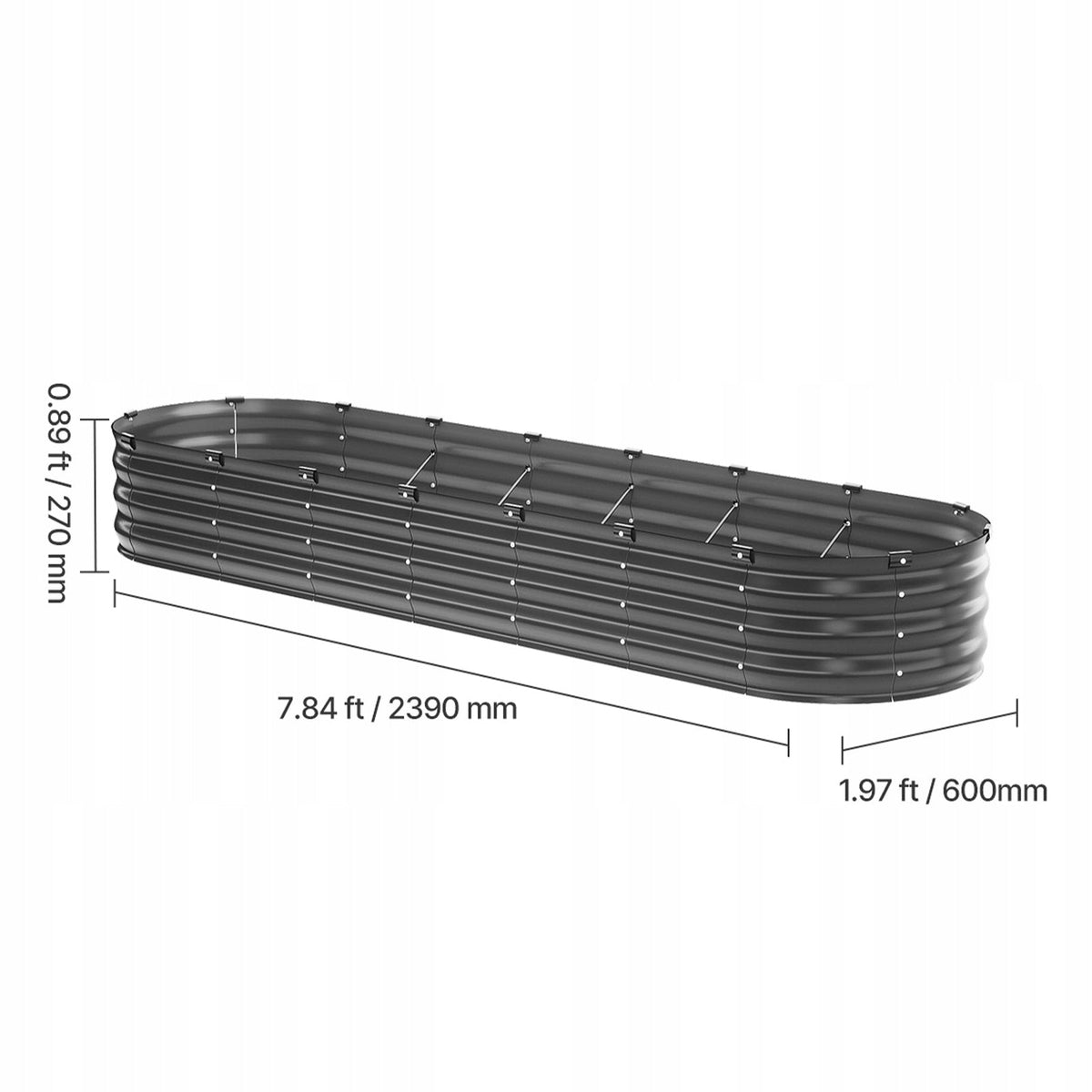 VEVOR PODWYŻSZONA GRZĄDKA METALOWA 240X60X27CM OCYNKOWANA SOLIDNA NAJLEPSZA