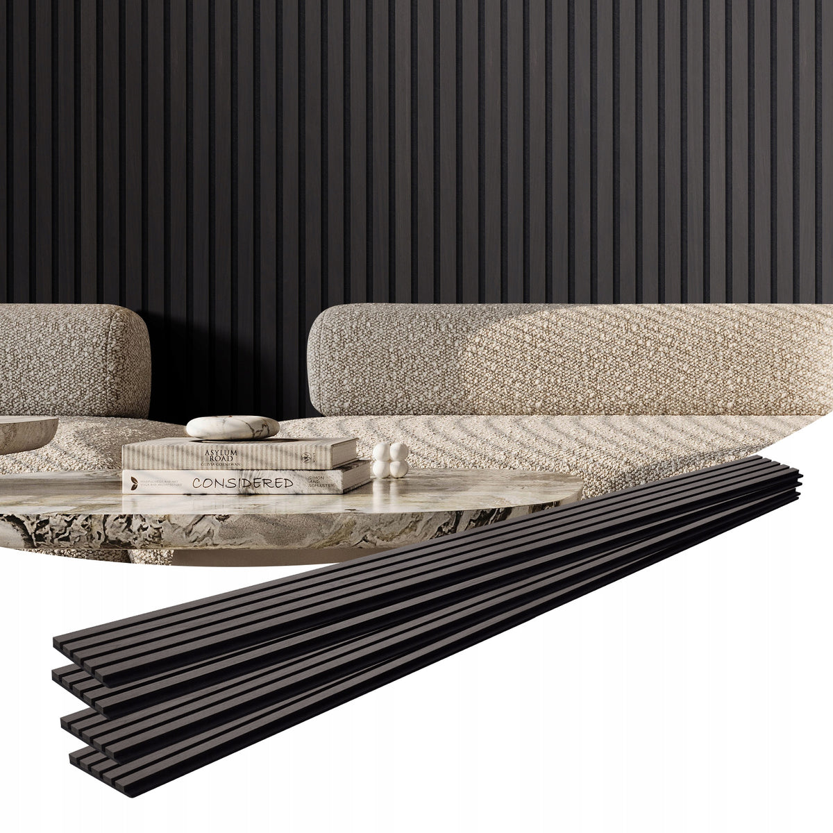 PROFESJONALNE PANELE AKUSTYCZNE VEVOR 2400X200MM PANELE ŚCIENNE CZARNE DĄB