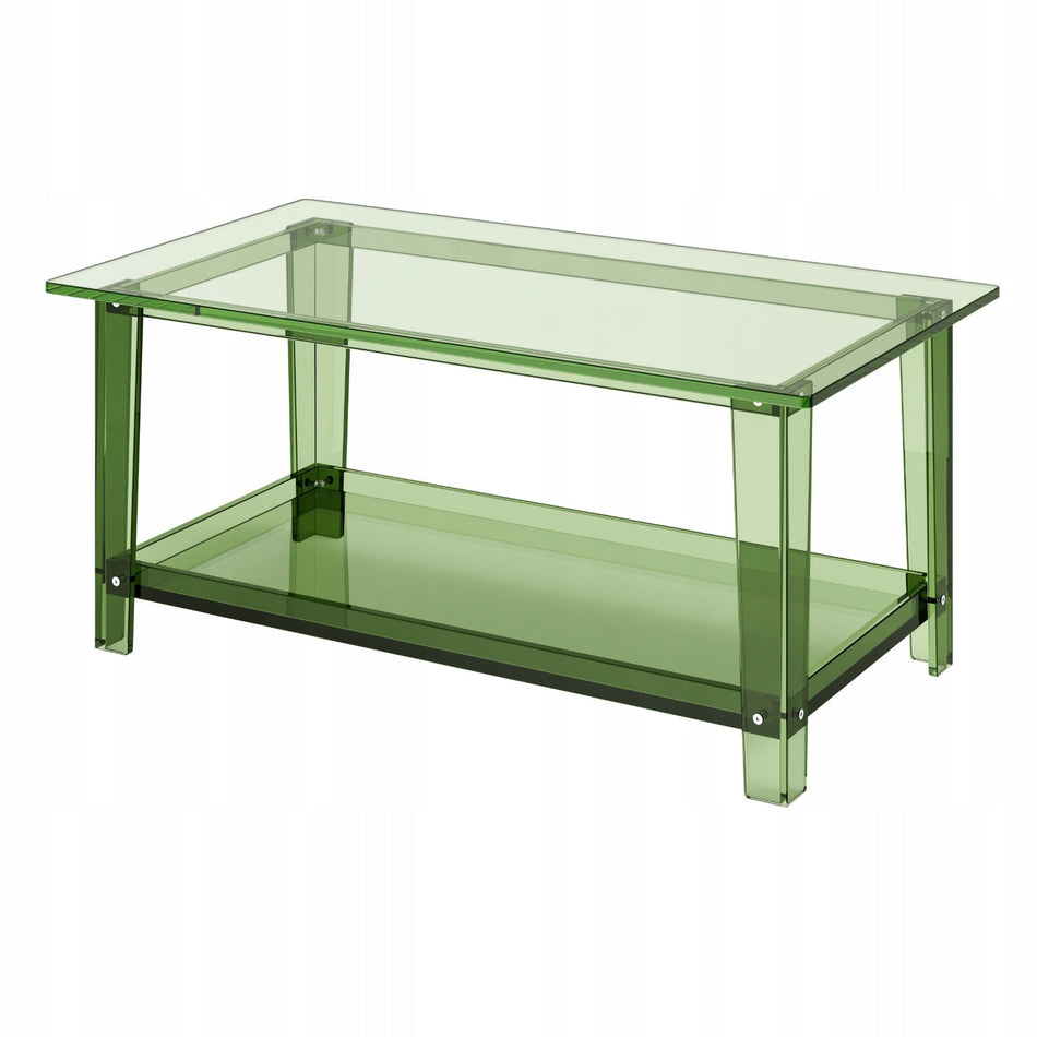 VEVOR STOLIK KAWOWY AKRYLOWY DWUPOZIOMOWY PRZEZROCZYSTY Z PÓŁKĄ 50X80X40CM