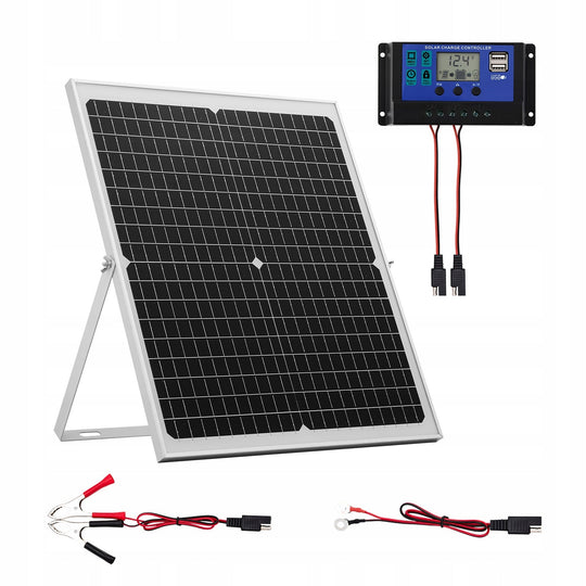 ZESTAW MONOKRYSTALICZNYCH PANELI SŁONECZNYCH VEVOR 30W 12V Z ŁADOWARKĄ