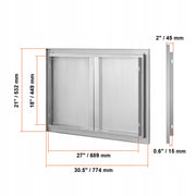 DRZWI DOSTĘPOWE DO GRILLA VEVOR 774X532 MM PODWÓJNE STAL NIERDZEWNA PREMIUM
