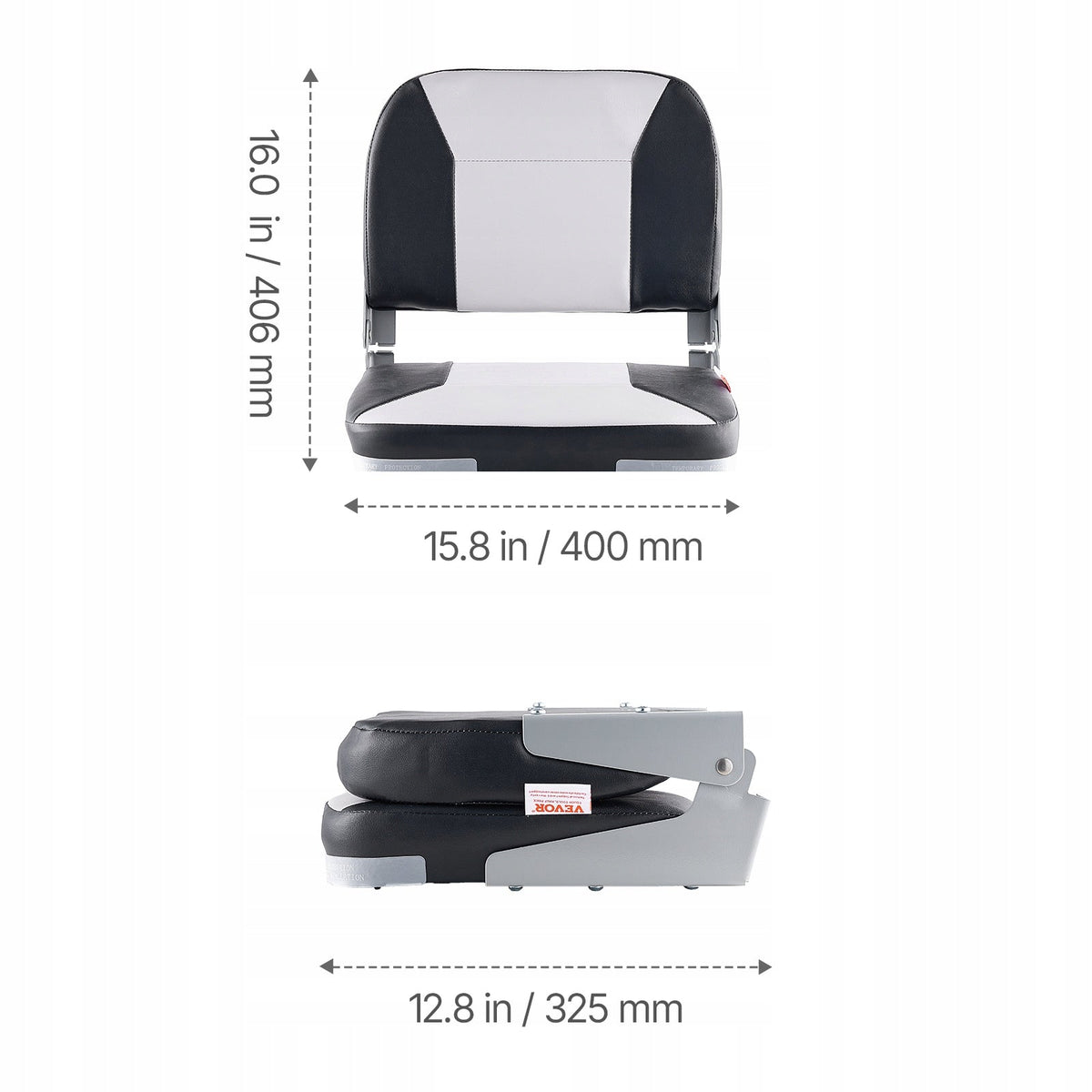 VEVOR SKŁADANE SIEDZISKO DO ŁODZI Z NISKIM OPARCIEM WATERPROOF ALUMINIUM