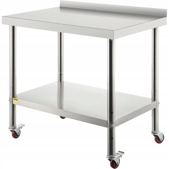 PROFESJONALNY STÓŁ ROBOCZY ZE STALI NIERDZEWNEJ VEVOR 76X61X89 CM UDŹWIG