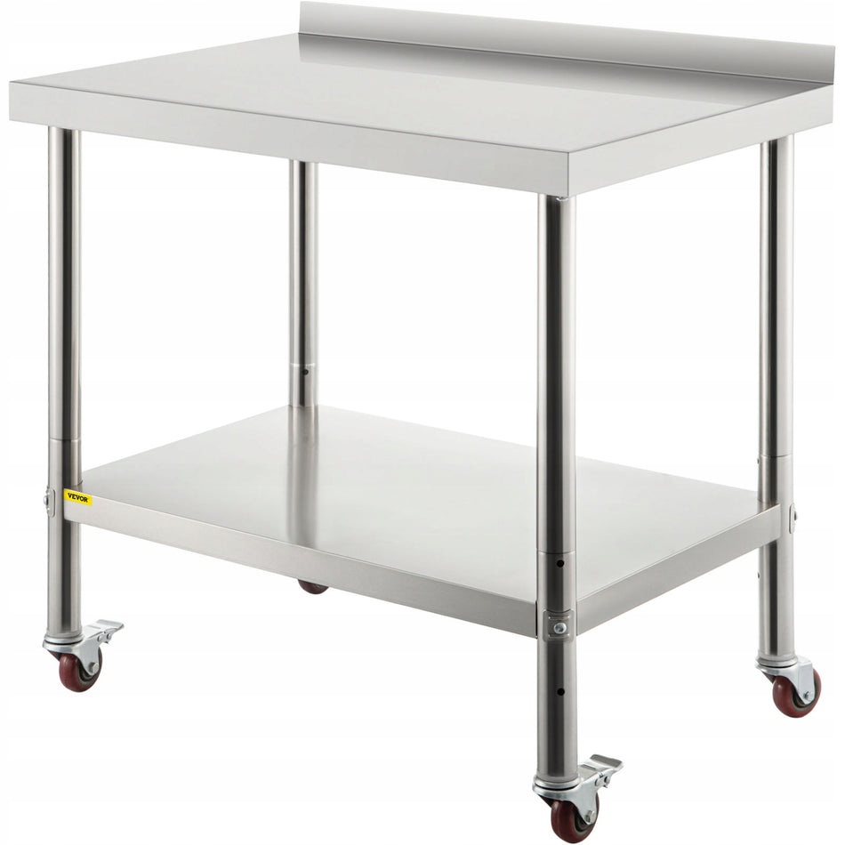 PROFESJONALNY STÓŁ ROBOCZY ZE STALI NIERDZEWNEJ VEVOR 76X61X89 CM UDŹWIG
