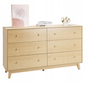 KOMODA VEVOR 6 SZUFLAD JASNE DREWNO STABILNA ANTYPRZEWRÓCENIOWA PREMIUM