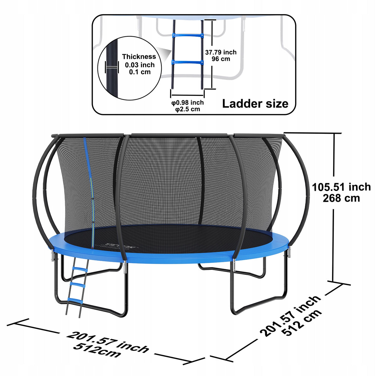 TRAMPOLINA OGRODOWA VEVOR 14FT Z SIATKĄ I DRABINKĄ 96 CM MOCNA I STABILNA