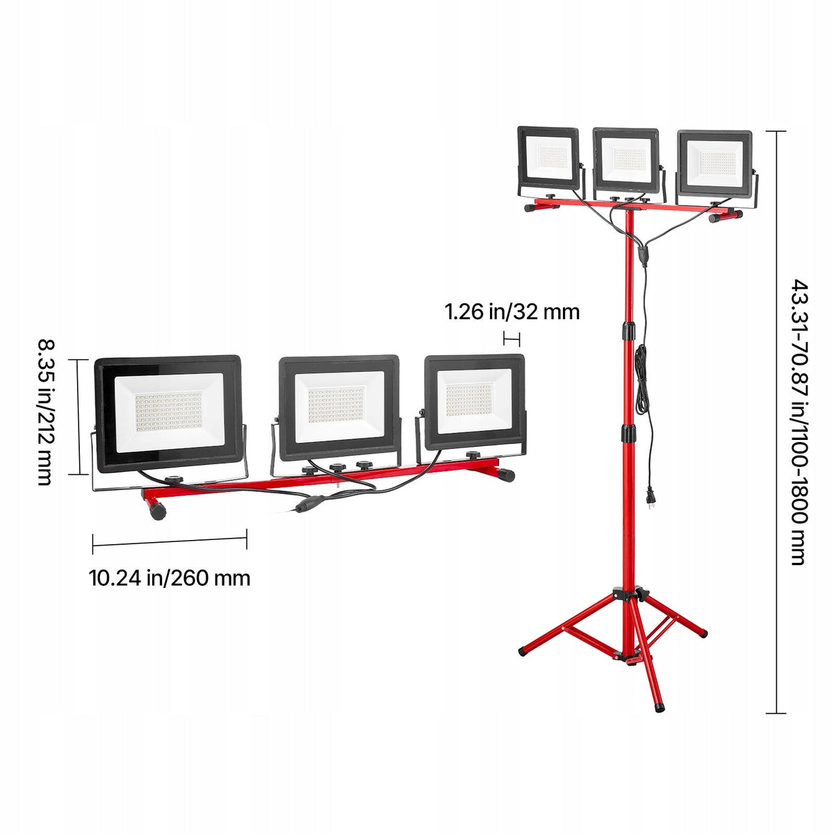 VEVOR REFLEKTOR BUDOWLANY LED ZE STATYWEM 21000 LUMENÓW REGULOWANY MOCNY