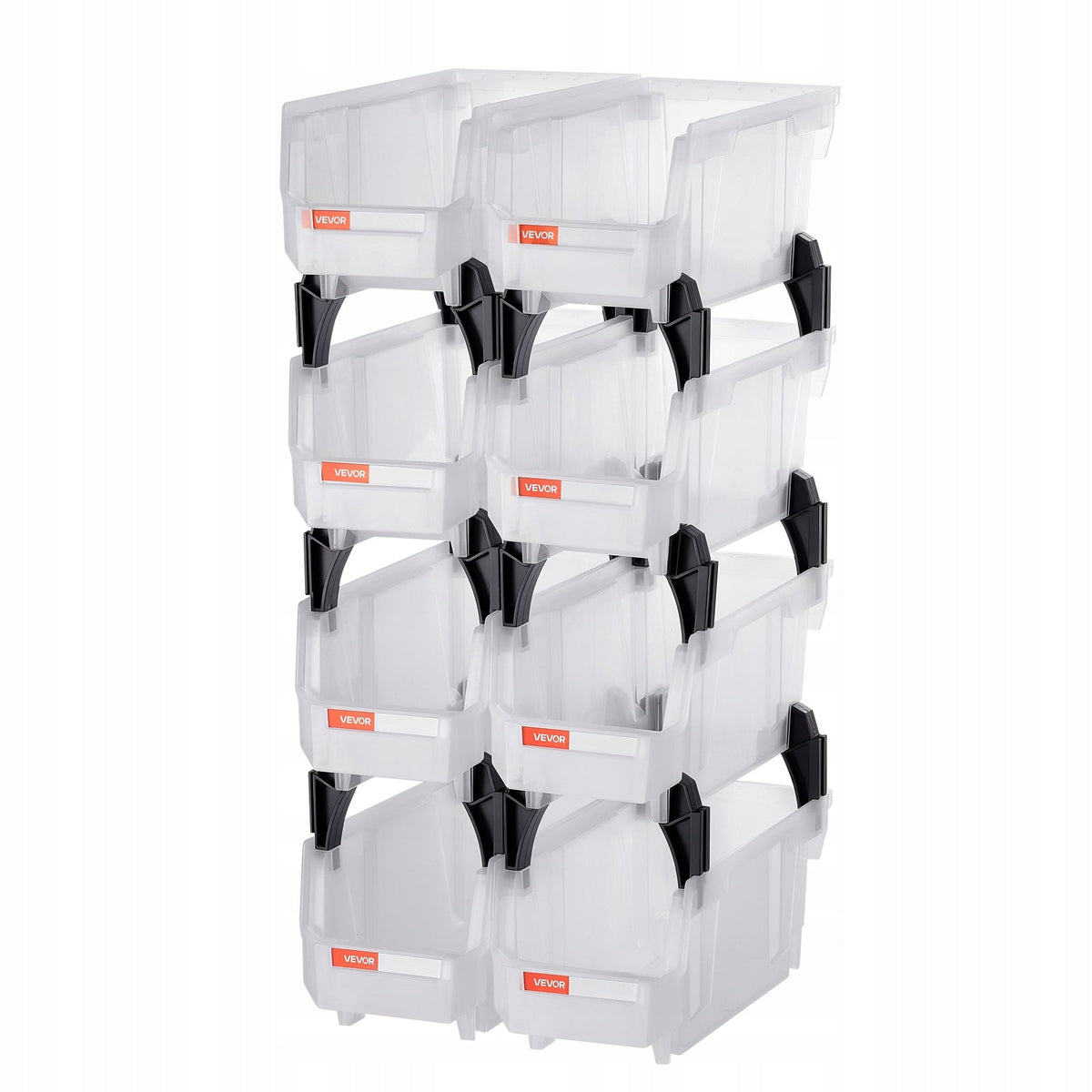 PROFESJONALNE PUDEŁKA DO UKŁADANIA W STOSY VEVOR 8 SZT 276X140X130 MM PP