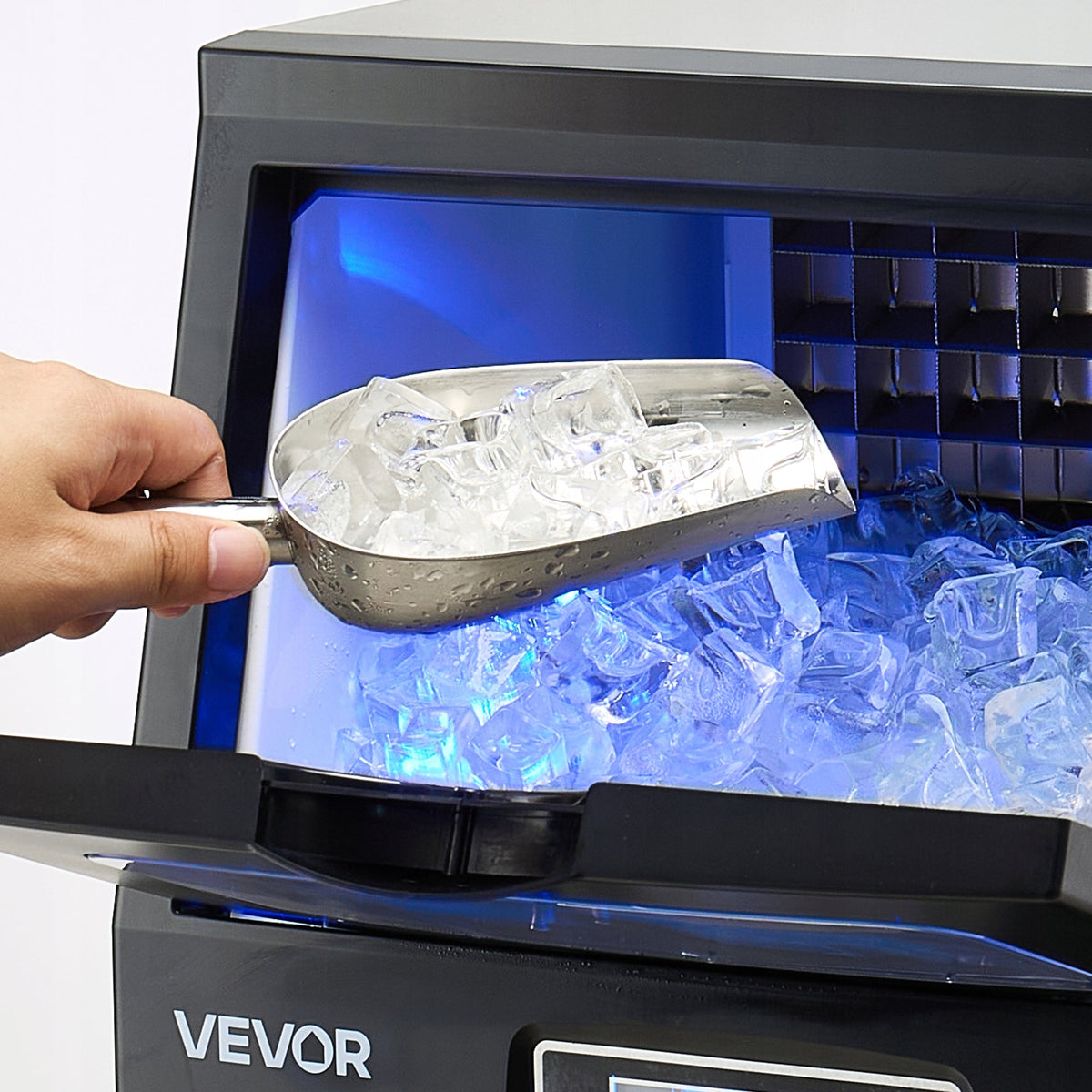 VEVOR KOMERCYJNA KOSTKARKA DO LODU 41KG DZIEŃ 32 KOSTKI LED SAMOCZYSZCZENIE