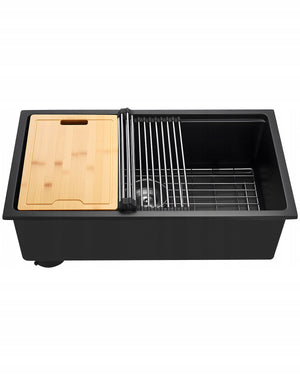 ZLEW KUCHENNY GRANITOWY VEVOR 762X457X230 MM PODBLATOWY CZARNY PREMIUM