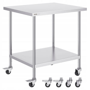 VEVOR STÓŁ ROBOCZY ZE STALI NIERDZEWNEJ 30X18X38CM 4 KÓŁKA REGULACJA