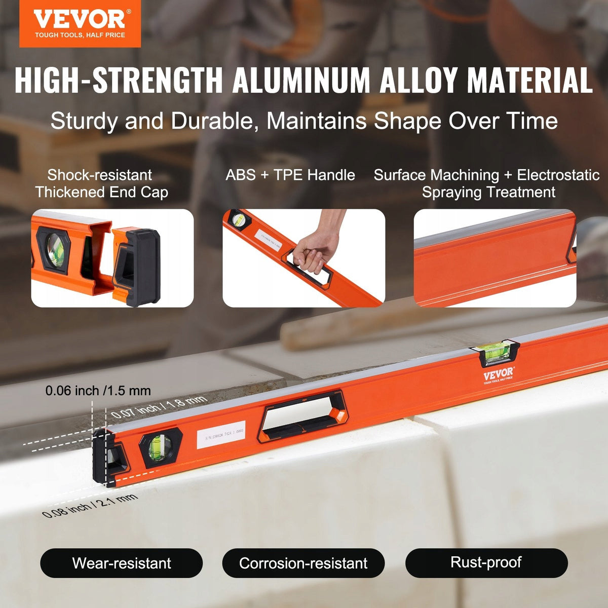 ZESTAW 6 POZIOMNIC VEVOR ALUMINIOWYCH MAGNETYCZNYCH 25-200 CM PRECYZYJNY